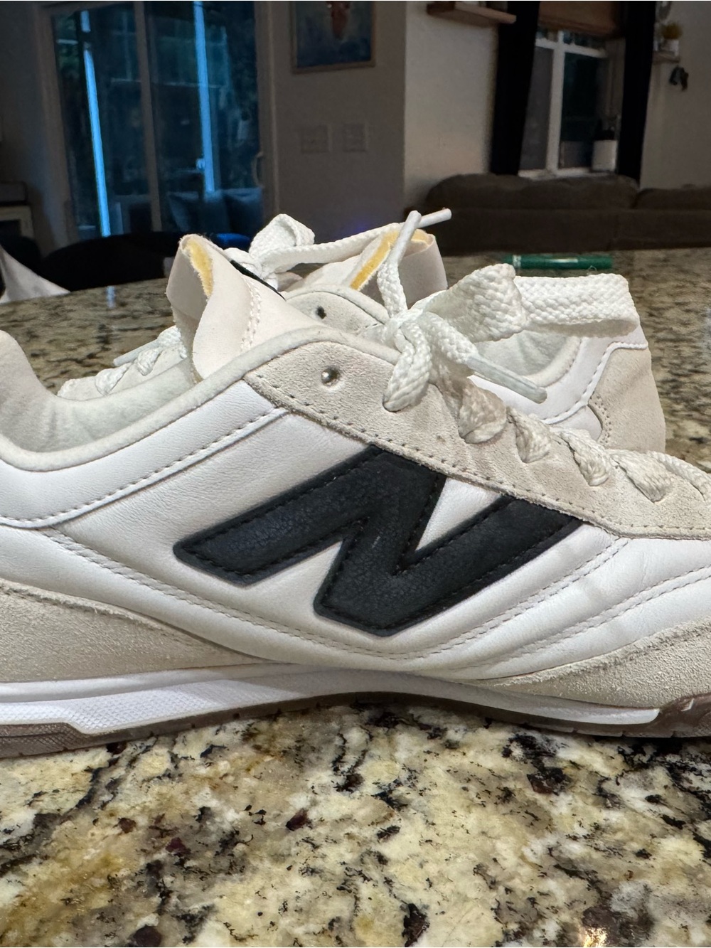 New Balance White and Black Mens Sneakers